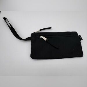 LL Bean Nylon Wristlet Black Zippered Pouch Unisex